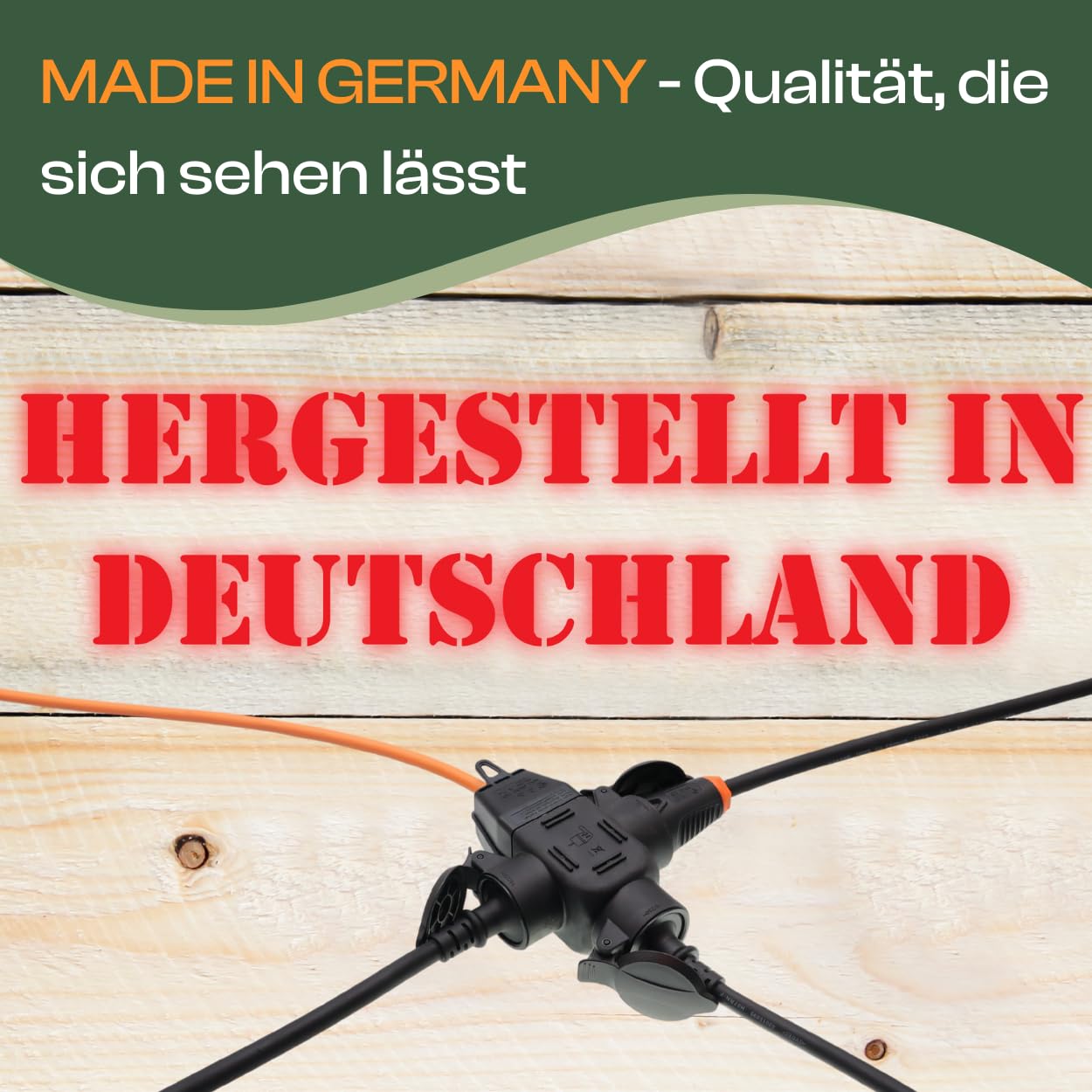 maxgo Verlängerungskabel 15m Außen 3Fach Verteiler Stromkabel Außenbereich Schuko Verlängerung 15 Meter Outdoor Kabel Steckdosenleiste 3-Fach Mehrfachstecker Multisteckdose H07RN-F 3x1,5