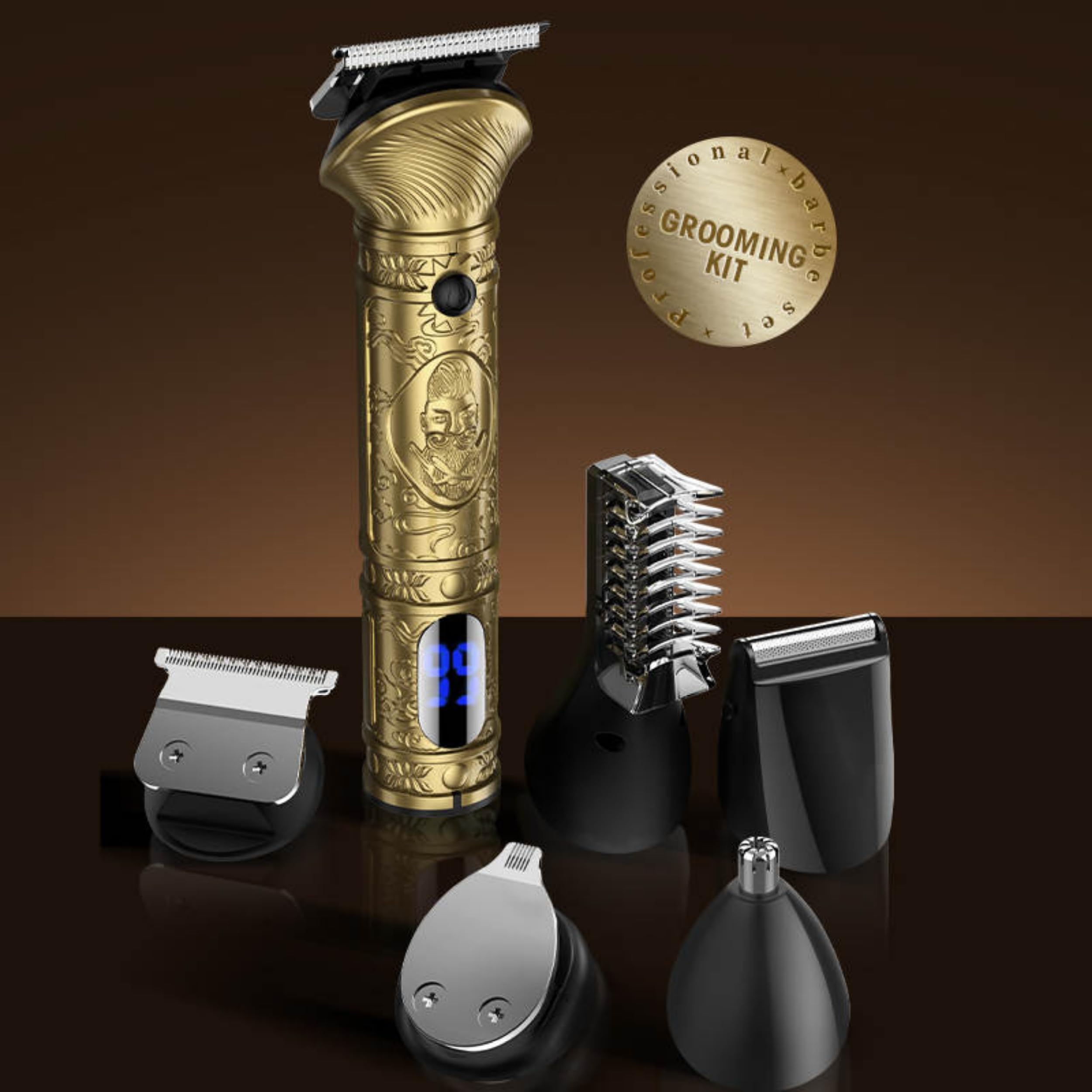 Tondeuse Barbe Homme Tondeuse Cheveux Professionnelle Avec Lame en T de Coupe de Cheveux Chauve 0 mm Rasoir électrique Tondeuse Corps de Précision pour Nez 6 en 1