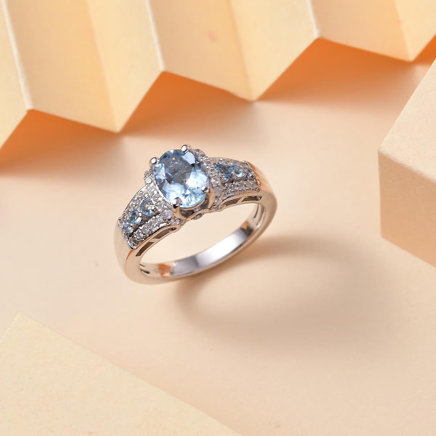 1-5 Carat Aquamarine Ring 925 Silver/10K/14K/18K Gold Personalized Aquamarine Rings for Women Moissanite Engagement Rings for Mom/Friends