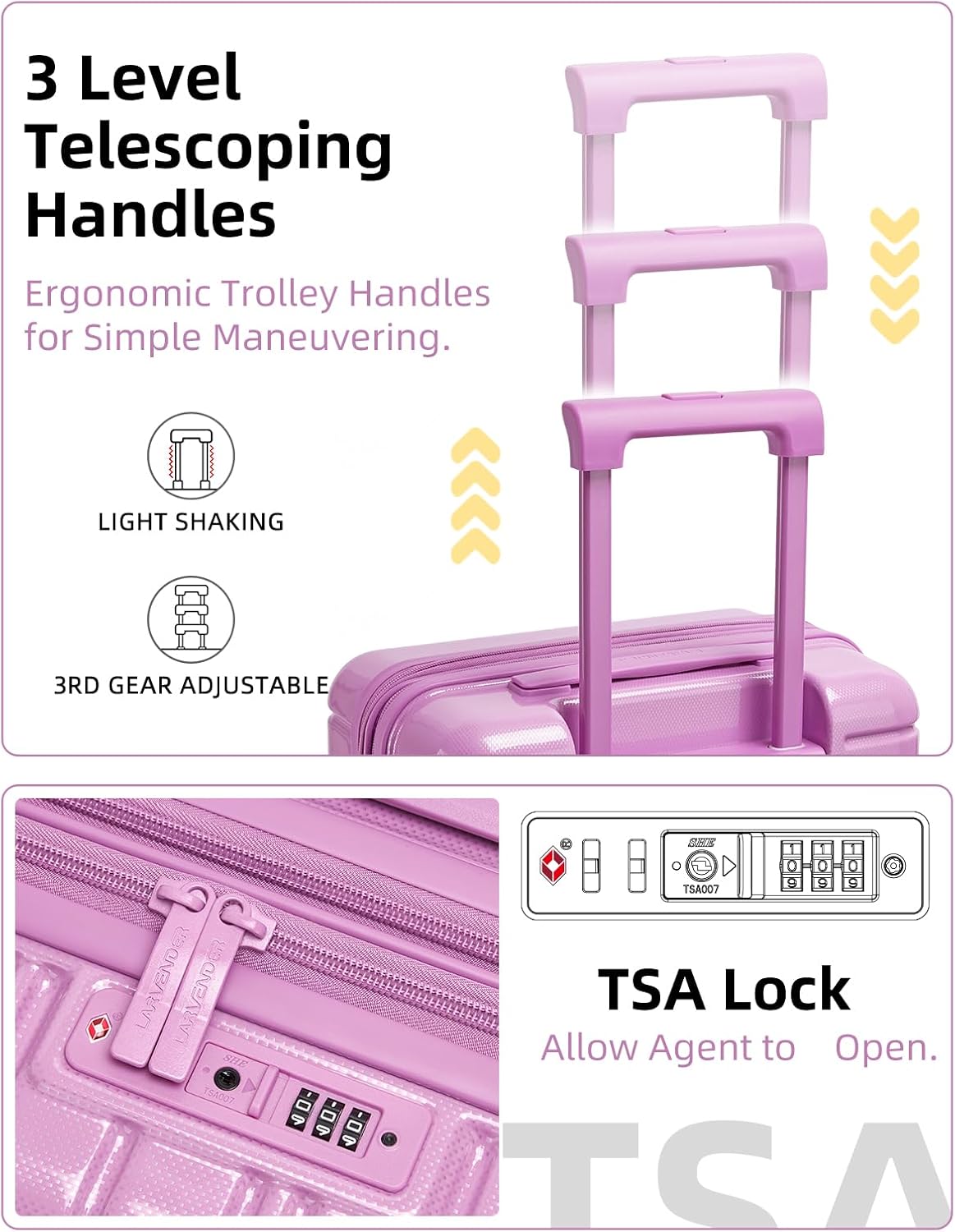 LARVENDER Carry On Luggage 22x14x9 Airline Approved, 20 Inch Expandable PC+ABS Hardside Suitcase Carry On Luggage with Spinner Wheels TSA Lock for Women Men (Berry)