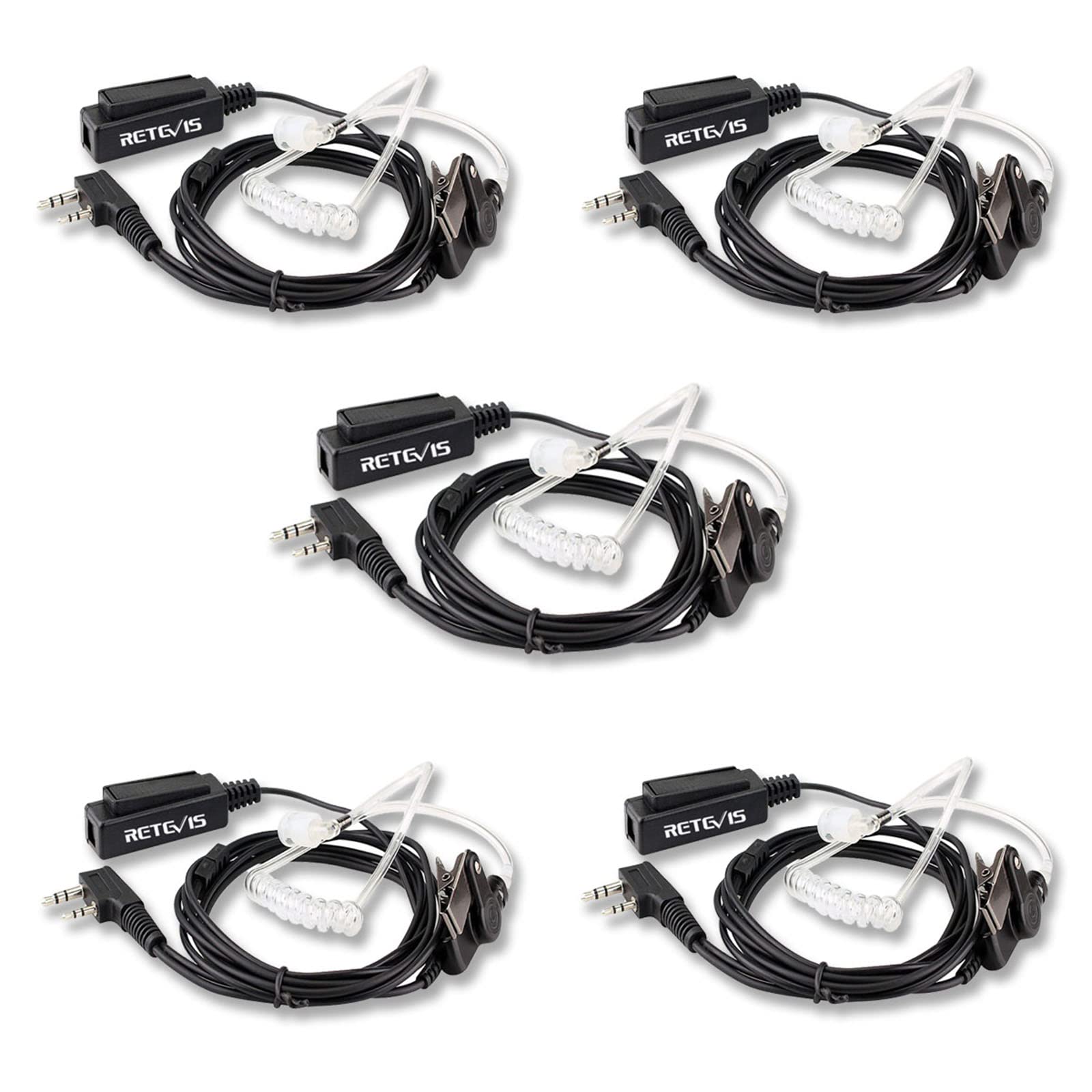 Retevis 2-Pin Funk-Headset – Mit Großer PTT-Taste, Ohrhörer & Schallschlauch, Kompatibel Mit Vielen Walkie-Talkies