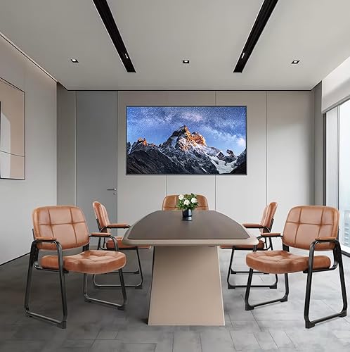 Miniatura 2 de CLATINA Sillas grandes y altas de sala de espera de 500 libras con reposabrazos acolchados y base de trineo, estacionaria de cuero, sin ruedas,