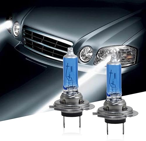 Paquete de 2 luces halógenas H7 para automóvil, 12 V 100 W, luz súper blanca, bombillas de lámpara, luz antiniebla, para conducción de haz alto y