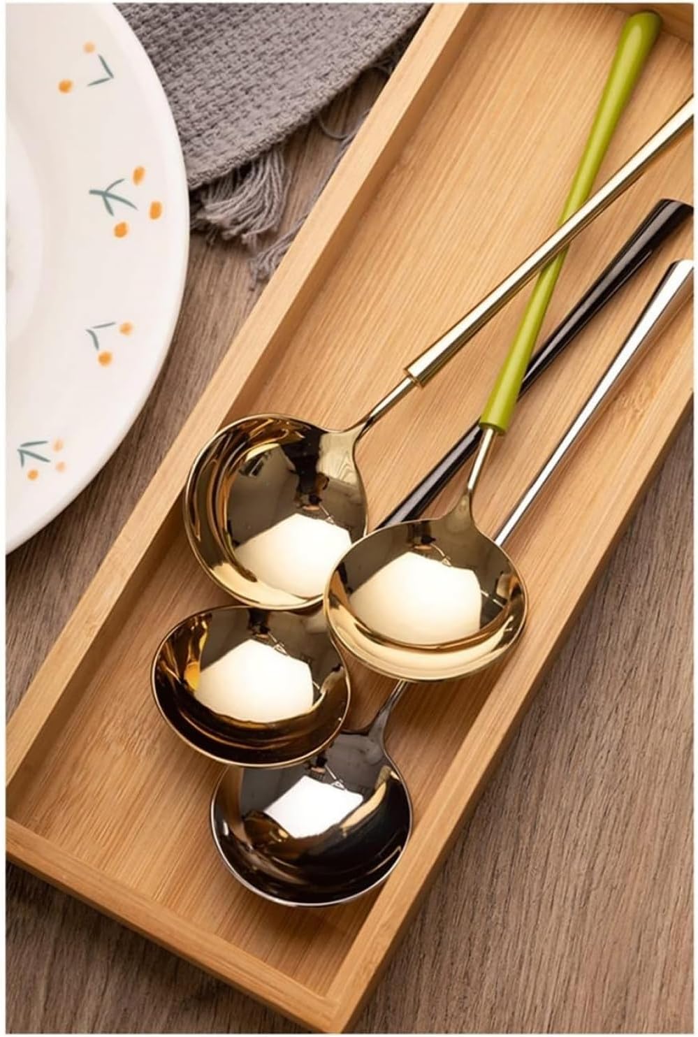 Dessert Spoon,Spoon Large Round Spoon Stainless Steel Spoon Soup Spoon Rice Spoon Dessert Spoon Coffee Spoon Serving Spoon -A