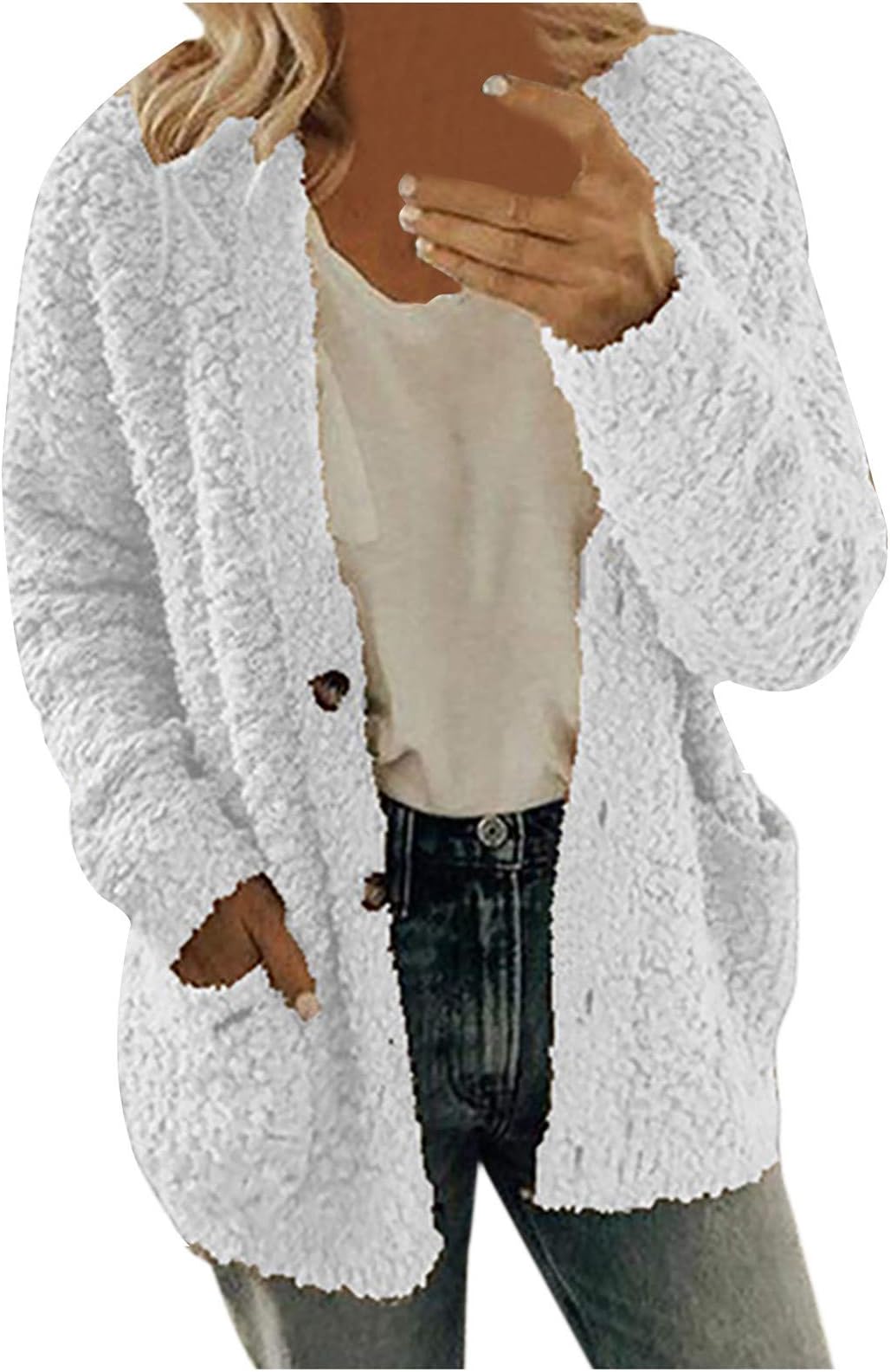 Winter Coats for Women Fleece Jacket Warm Casual Coats with Pockets Long Sleeve Button Down Cardigans Sweaters
