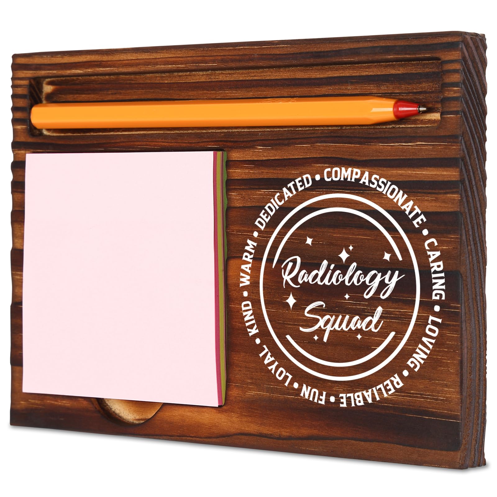 TRCENDE Radiology Squad Gift for Radiologic Technologists, Wooden Note Pad Holder with Pen Slot, Appreciation Desk Decor for Imaging Staff XBT45