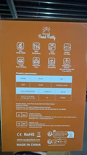 Miniatura 10 de Food Party Olla eléctrica de doble cara 110 V 1350 W antiadherente 4L Fondue Pot Pot con divisor para 2-6 personas