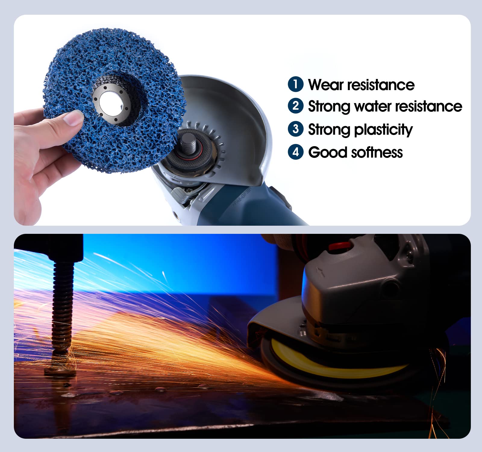 S SATC Disco de tira azul de 5 x 7/8 pulgadas, disco de tira de carburo de silicona de alta calidad para amoladora angular, 5 unidades