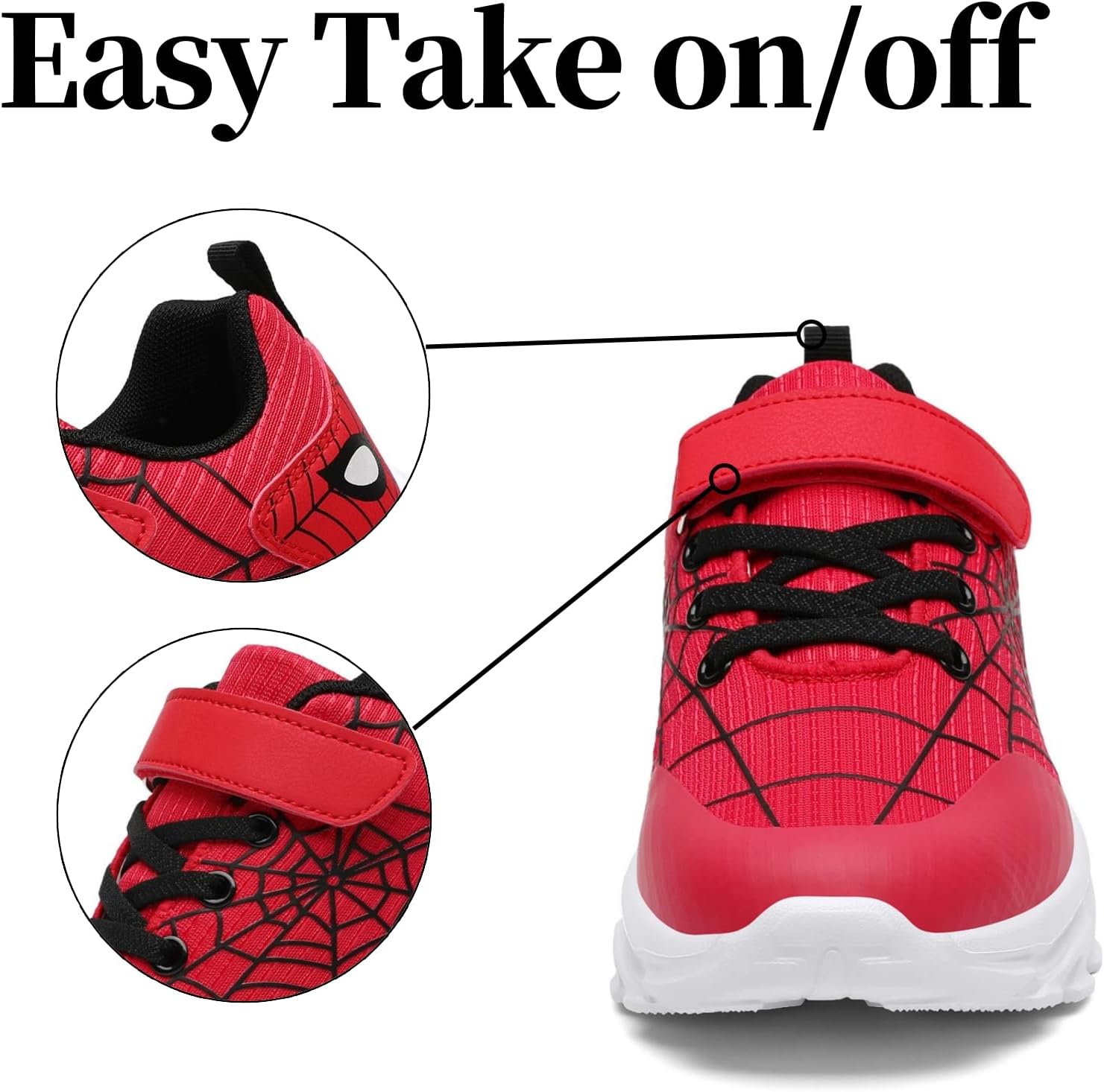 Nihaoya Kids Athletic Shoes Breathable Lightweight Sneakers for Boys & Girls Non-Slip Running Tennis Shoes with Web Pattern Design & Flexible Sole - Image 3