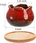 TOPZEA Set of 6 Succulent Plant Pots, 4 Inch Glazed Ceramic Pots with Drainage and Saucer, Mini Bonsai Planter Small Flower Pots for Indoor Outdoor Use