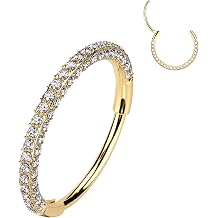 Body Candy Triple Sided Micro Gem Nose Hoop Ring - Implant Grade Titanium With Sparkling CZ Gems on All Sides - 20G Hypoallergenic Piercing Jewelry Cubic Zirconia