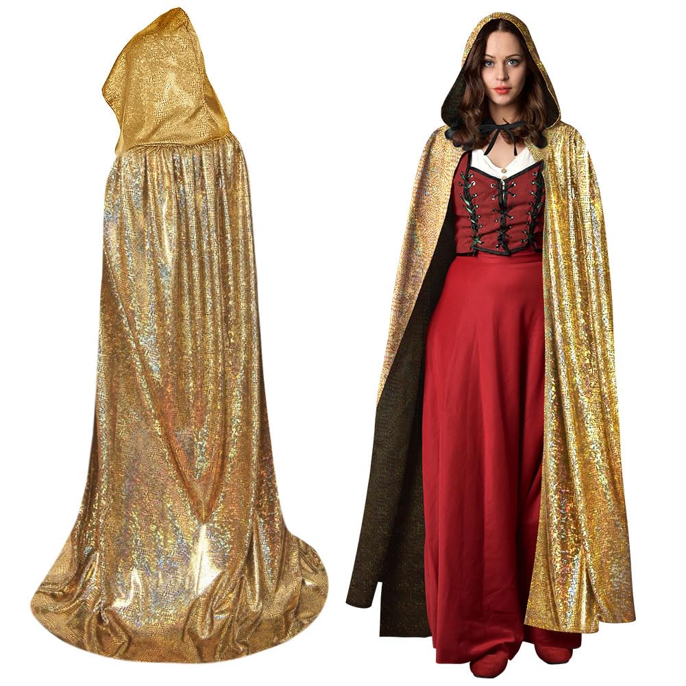Brokatowa peleryna, peleryna z kapturem, peleryny długie dorosłe kostium na Halloween Cape Masquerade kostium na Boże Narodzenie cosplay