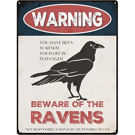 Beware of Ravens Sign 12x16 inch Animal Metal Signs for Yard Farm Zoo Forest Vintage Outdoor Warning Sign Decor