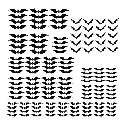 CALANDIS 140 Pieces Halloween Bats Decoration Set Decorative Wall Decor Wall Decal