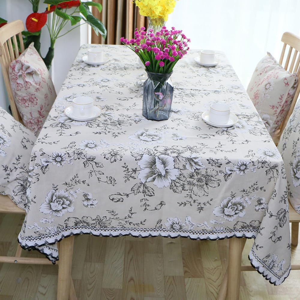 Nappe à motifs de fleurs en lin pour décoration de camping