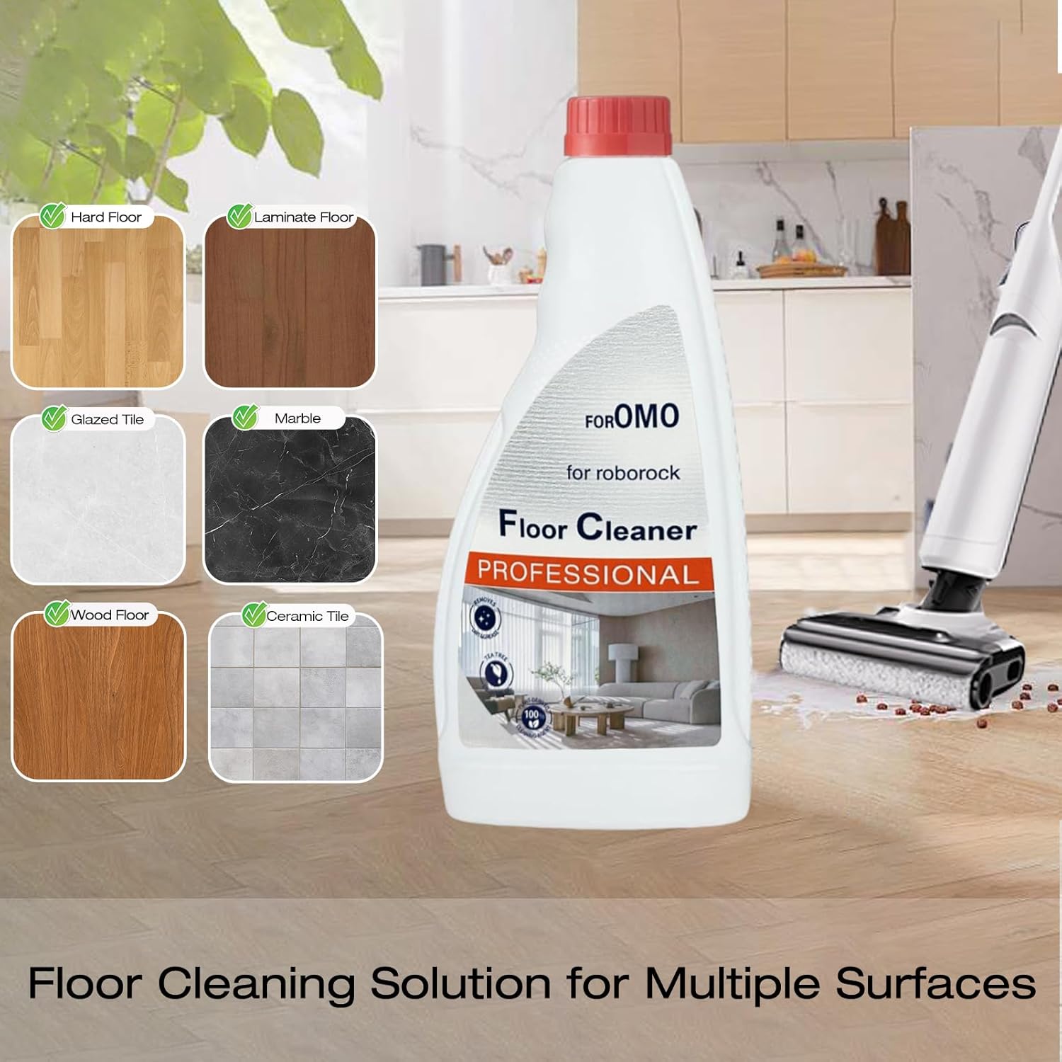 Floor Cleaning Solution Compatible With Roborock Robot Vacuum And Mop Cleaner， Deep Cleans For Multiple Hard Floors, Suitable With All Robot Vacuums With Mopping (3 Bottle)
