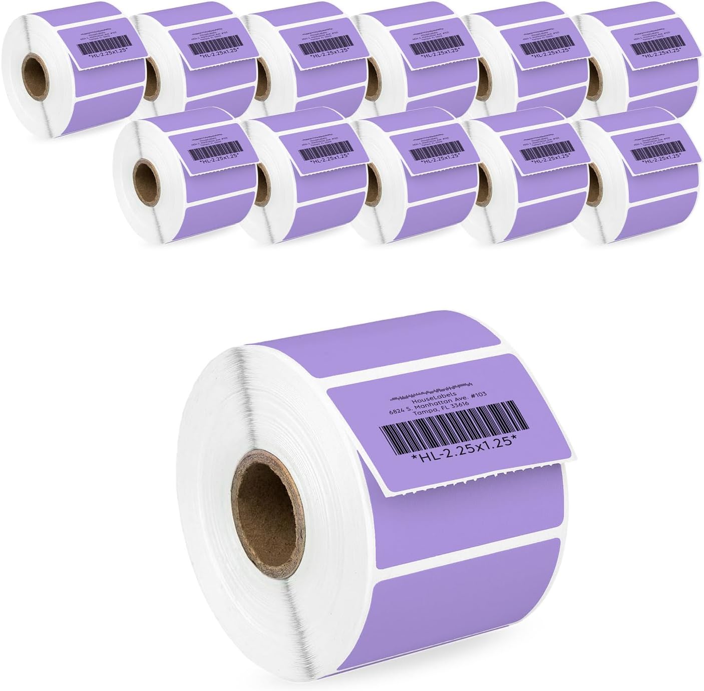 HOUSELABELS 2.25" x 1.25" Lavender Address Labels on 1" Core Compatible with Zebra and Rollo Printers, 32 Rolls / 1,000 Labels per Roll