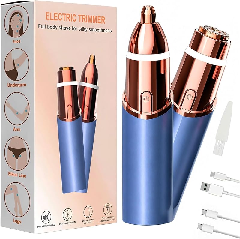 Aparador facial e de sobrancelhas Infinity Choices 2 em 1 com luz LED, recarregável, azul