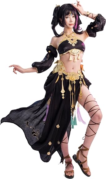 miccostumes Womens Cosplay Costume Dancer Long Dress Outfit with Hair clips