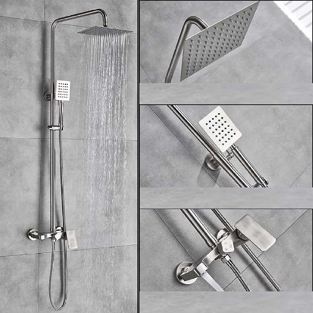 Système de douche anti-calcaire avec mitigeur à 3 voies et étagère intégrée