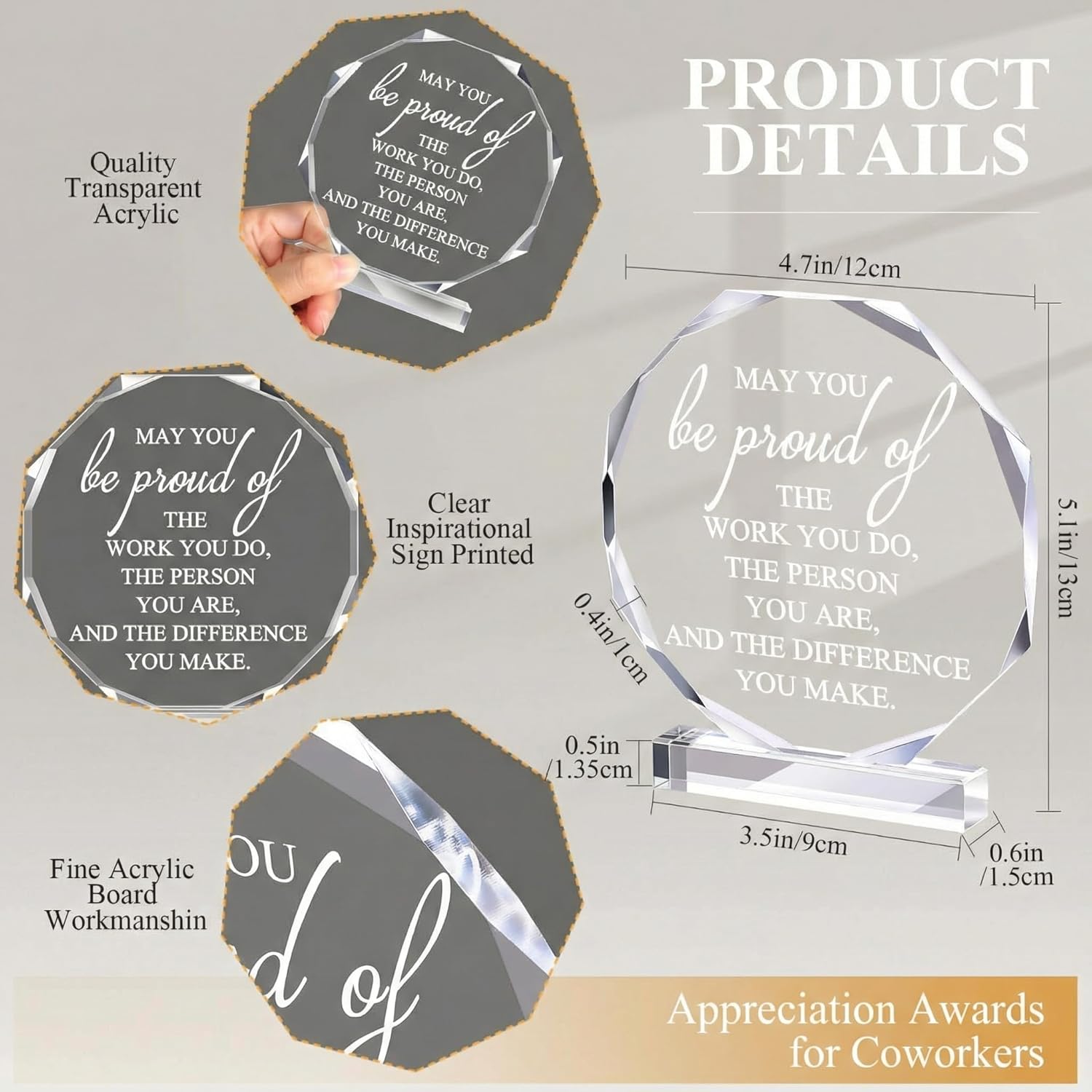 Maitys 4 Pcs Graduation Thank You Gift Employee Inspirational Acrylic Sign Prizes Employee of The Month Favor Nurse Week Appreciation Gifts Keepsake for Nurse Teacher Assistant Women Team (Proud)
