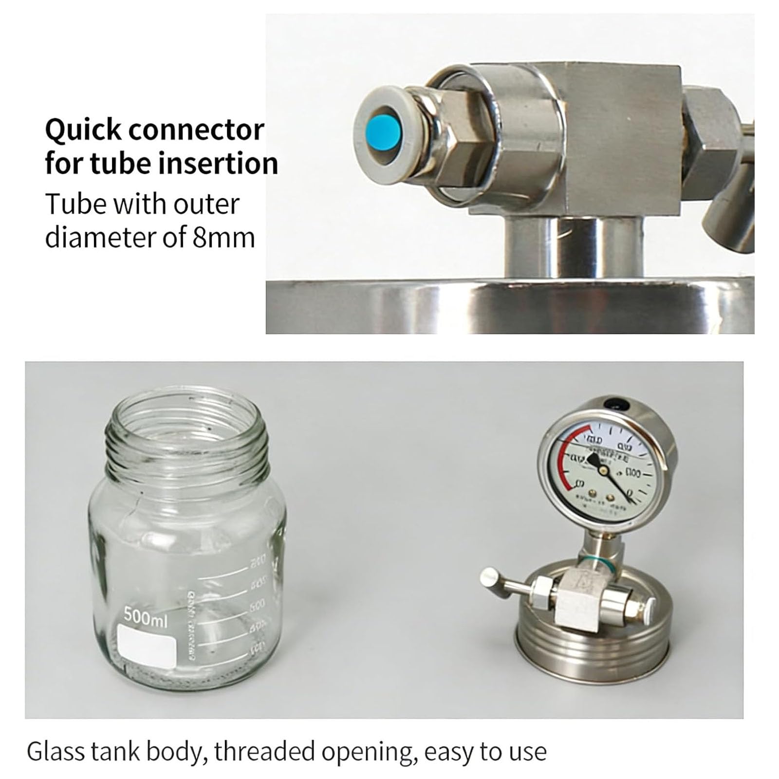 Membran-Vakuumpumpe, Vakuumkammer-Set, Entgasungskammer aus Glas zur Lagerung chemischer und biologischer Laborproben, inklusive Manometer und Vakuumbehälter