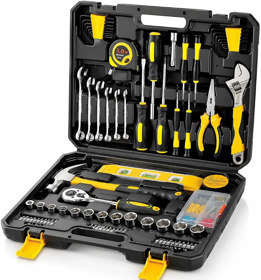 Kit Ferramentas Completo, 108 Peças Caixa de Ferramentas Manuais Profissionais para Reparos e Montagens em Casa, Oficina, Carros e Projetos DIY Maleta de Ferramentas