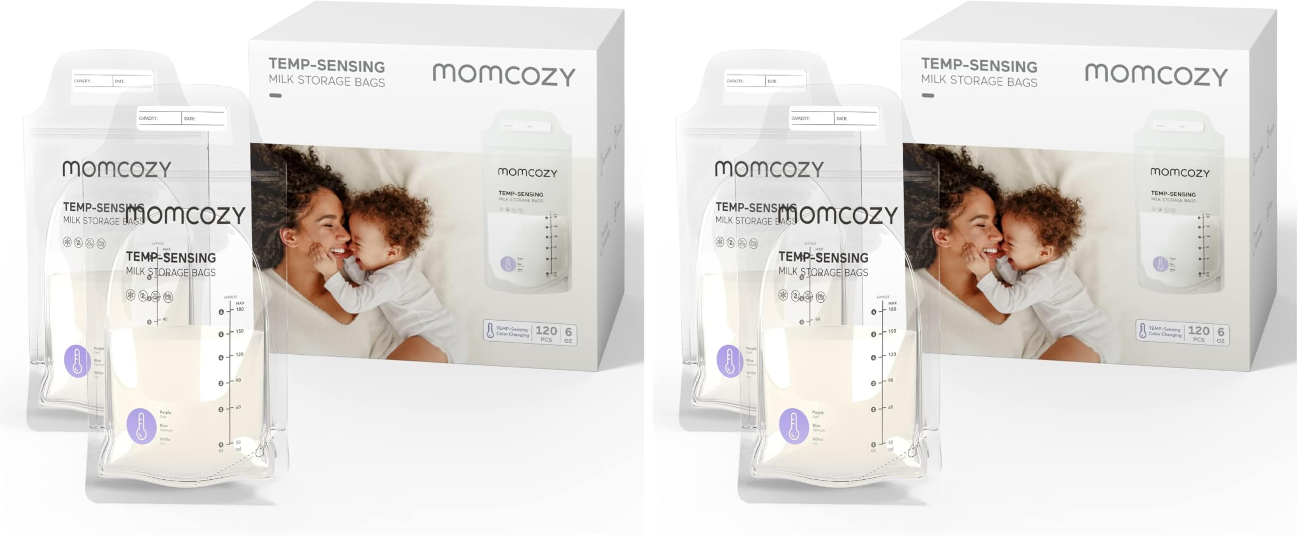Momcozy Sachets de Congélation Lait Maternel 180mL - Lot de 240 Poches Stériles avec Double Fermeture Étanche | Conservation Hygiénique Allaitement et Stockage Réfrigéré