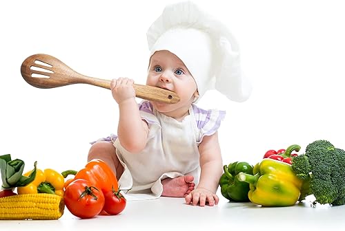 Miniatura 2 de Cucharas de madera de acacia para cocinar juego de utensilios de cocina y cocina de 5 piezas - espátula de madera, cuchara ranurada y para pasta -