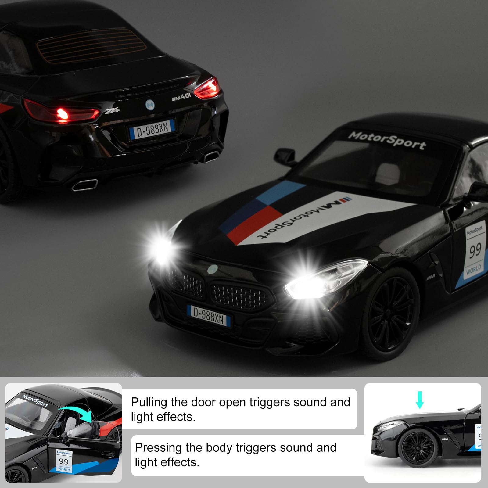 imtfzct Diecast Alloy Toy Cars, 1/24 Scale Z4 Model Car, Pullback Vehicle - Image 4