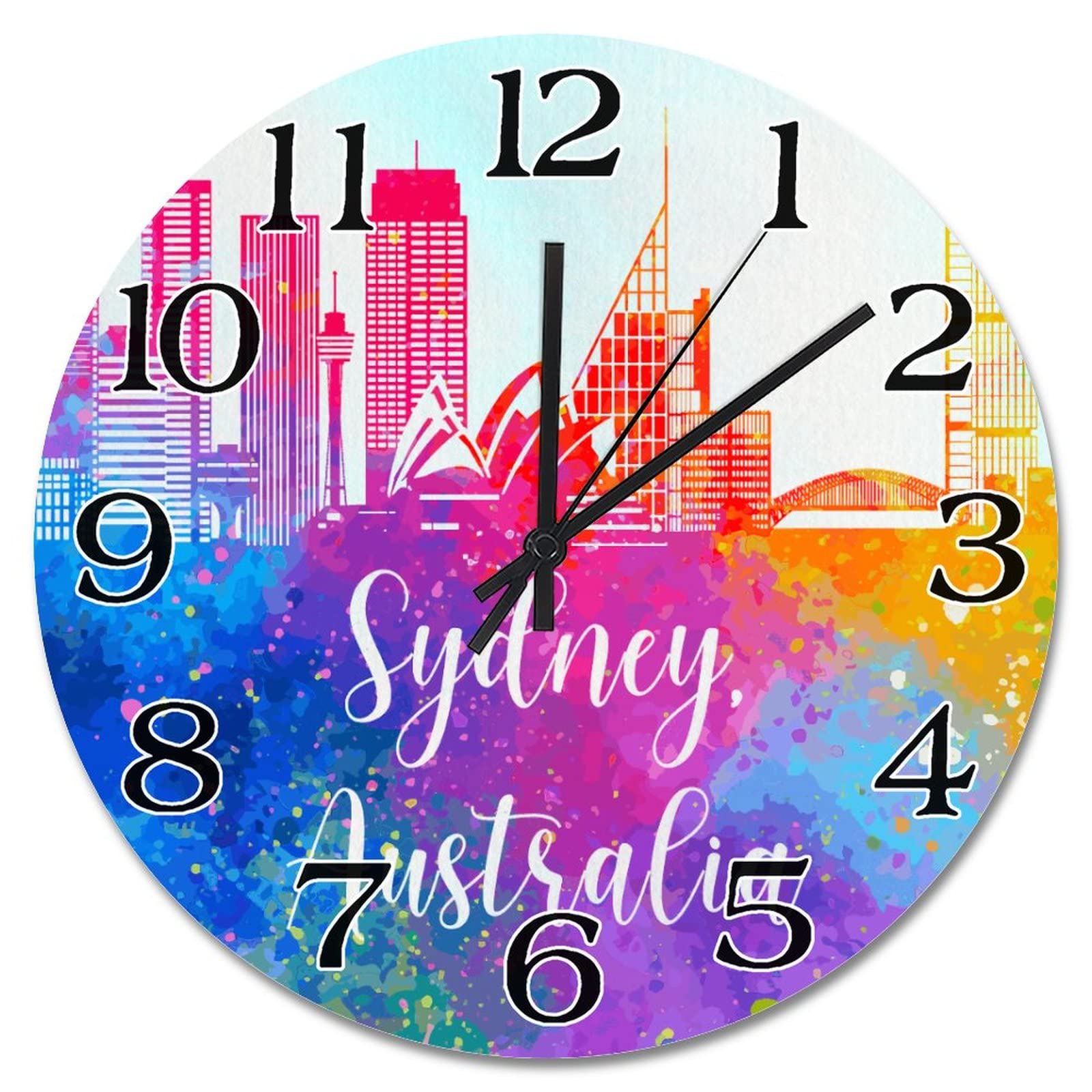 Horloge murale silhouette de Sydney d'Australie moderne 38 cm