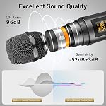 Microphone sans fil, TONOR UHF Mic sans fil métallique avec récepteur, pour Karaoké, chant, fête, mariage, DJ, Discours, 200ft(TW525)