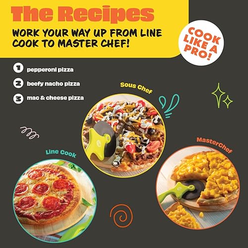 Miniatura 4 de Juego de cocina de pizza MasterChef Junior, el kit incluye 5 unidades, utensilios de cocina reales y recetas para niños.