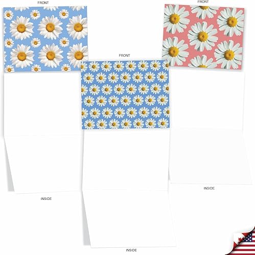 Miniatura 10 de The Best Card Company - 10 tarjetas de notas en blanco con flores (4 x 5.12 pulgadas) - Tarjetas de notas florales, surtido en caja para todas las