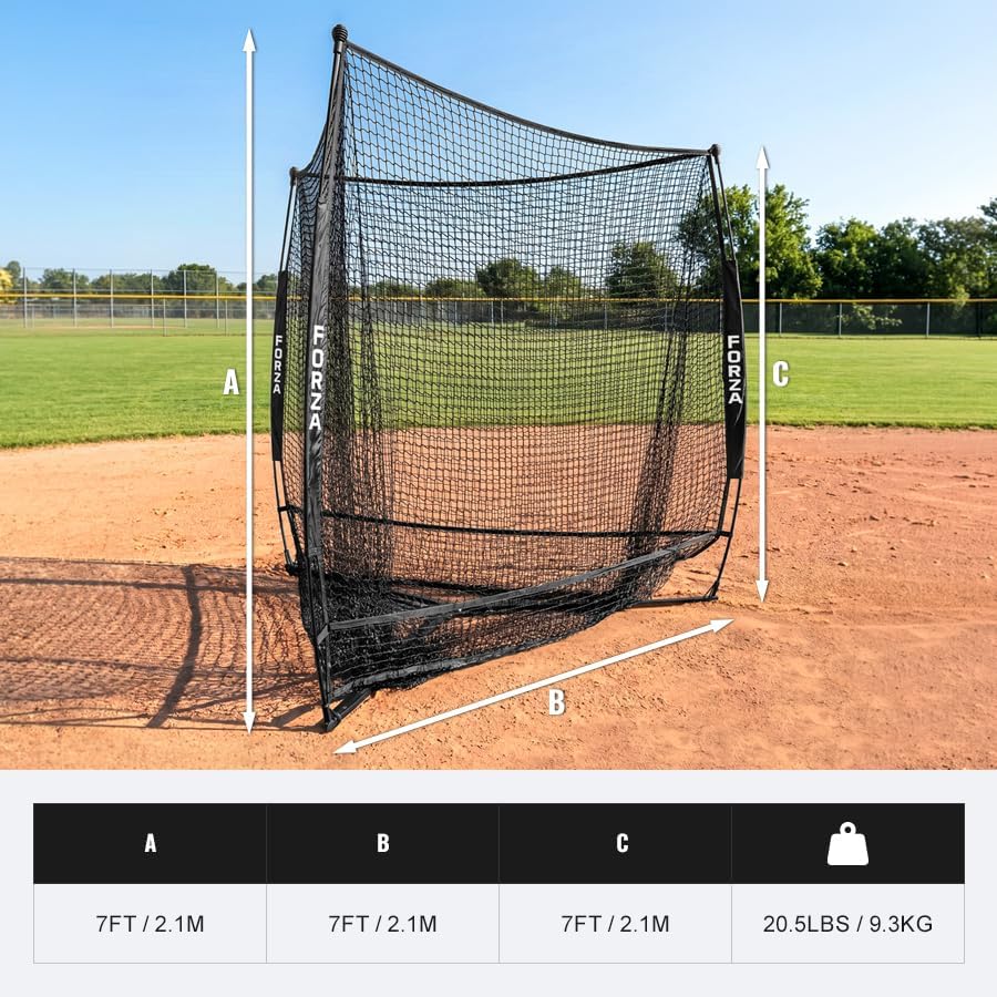 FORZA 3-Way Baseball & Softball Training Net – 7ft Multi-Station | Portable Foldable Practice System for Hitting, Pitching, Throwing & Fielding