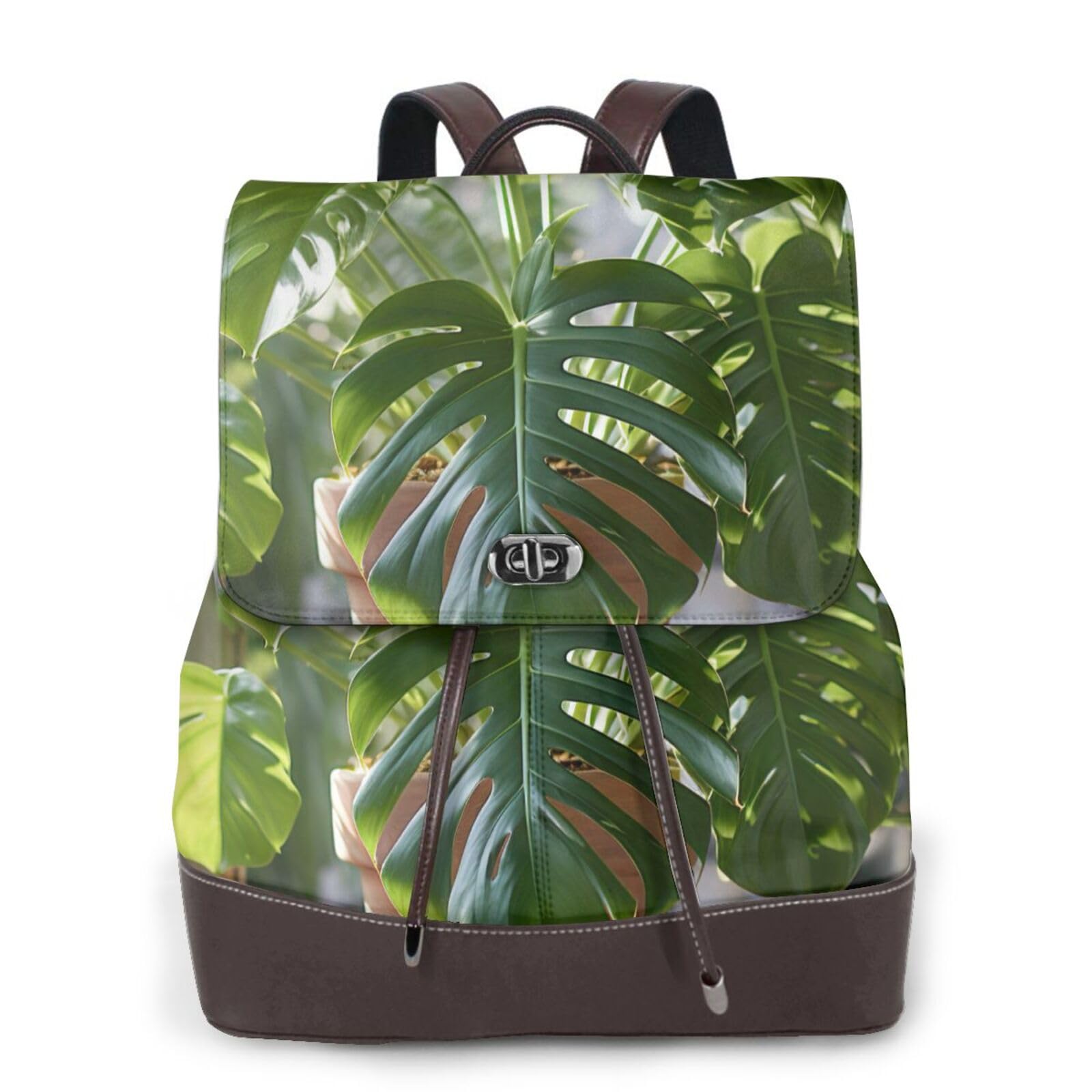 Monstera Deliciosa Banana Palm Print Modny Damski Plecak Do Podróży Pracy Codziennego Użytku Weekendowe Wyjazdy Plecak
