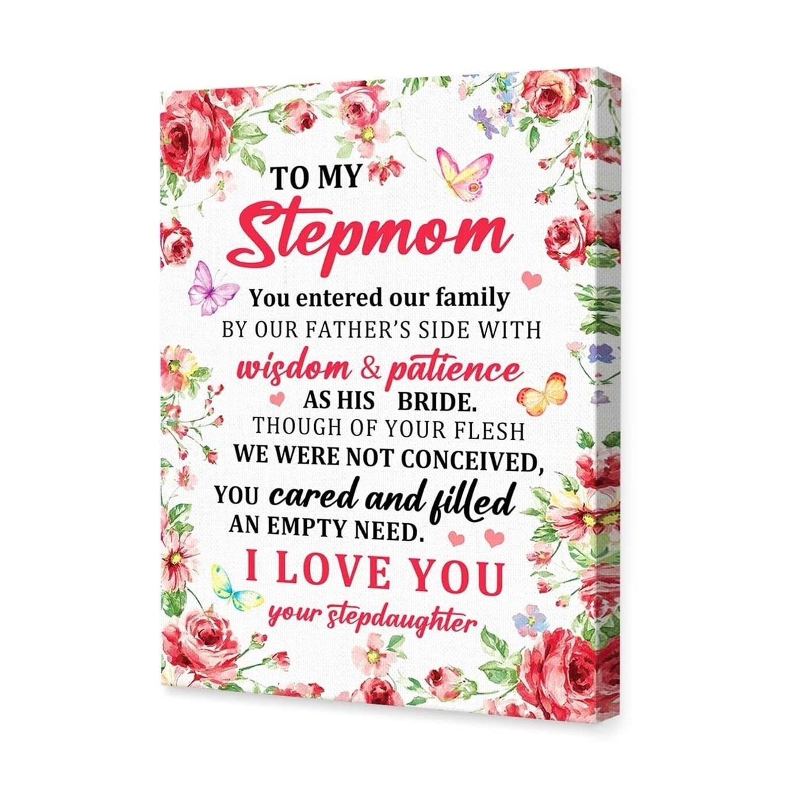RNUMLIGH Stepmom Gift from Stepdaughter, Poster Appreciation Wall-Art, Christmas Birthday or Mother's Day Present for Second Mom(Unframed,12x18inch(30x45cm))