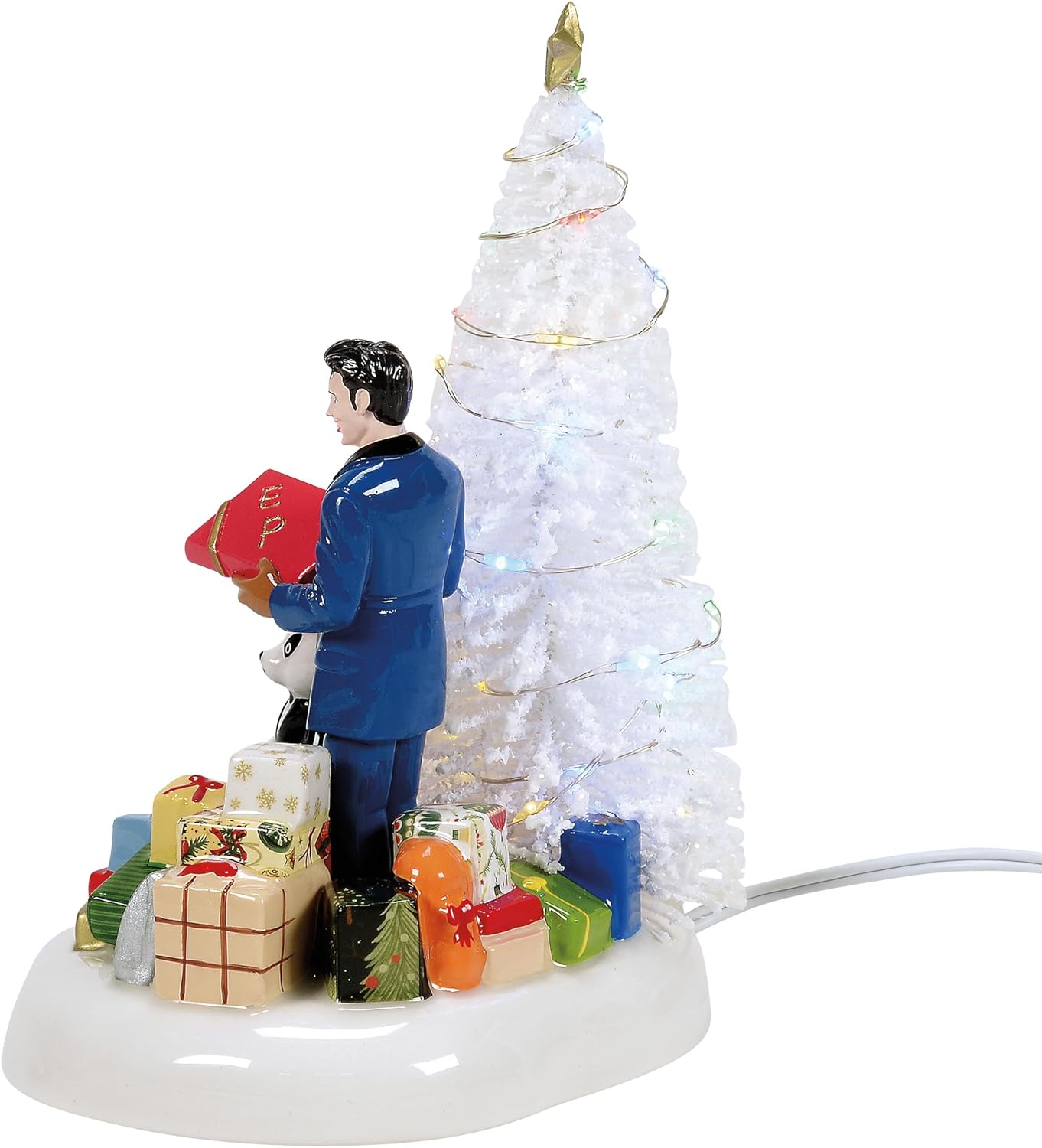Department 56 Snow Village Accessories Graceland Elvis Passes Out the Gifts Lit Figurine, 6.06 Inch, Multicolor