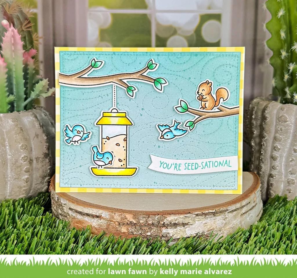 Lawn Fawn Backyard Bird Feeder Stamps, Dies, Coloring Stencils & Pocket