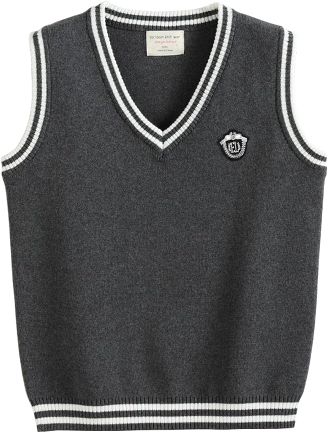 Boy Knit Sweater Vest Toddler V Neck Knitted Vest, School Uniform Vest for Little Big Teenage Boy Girls Kids