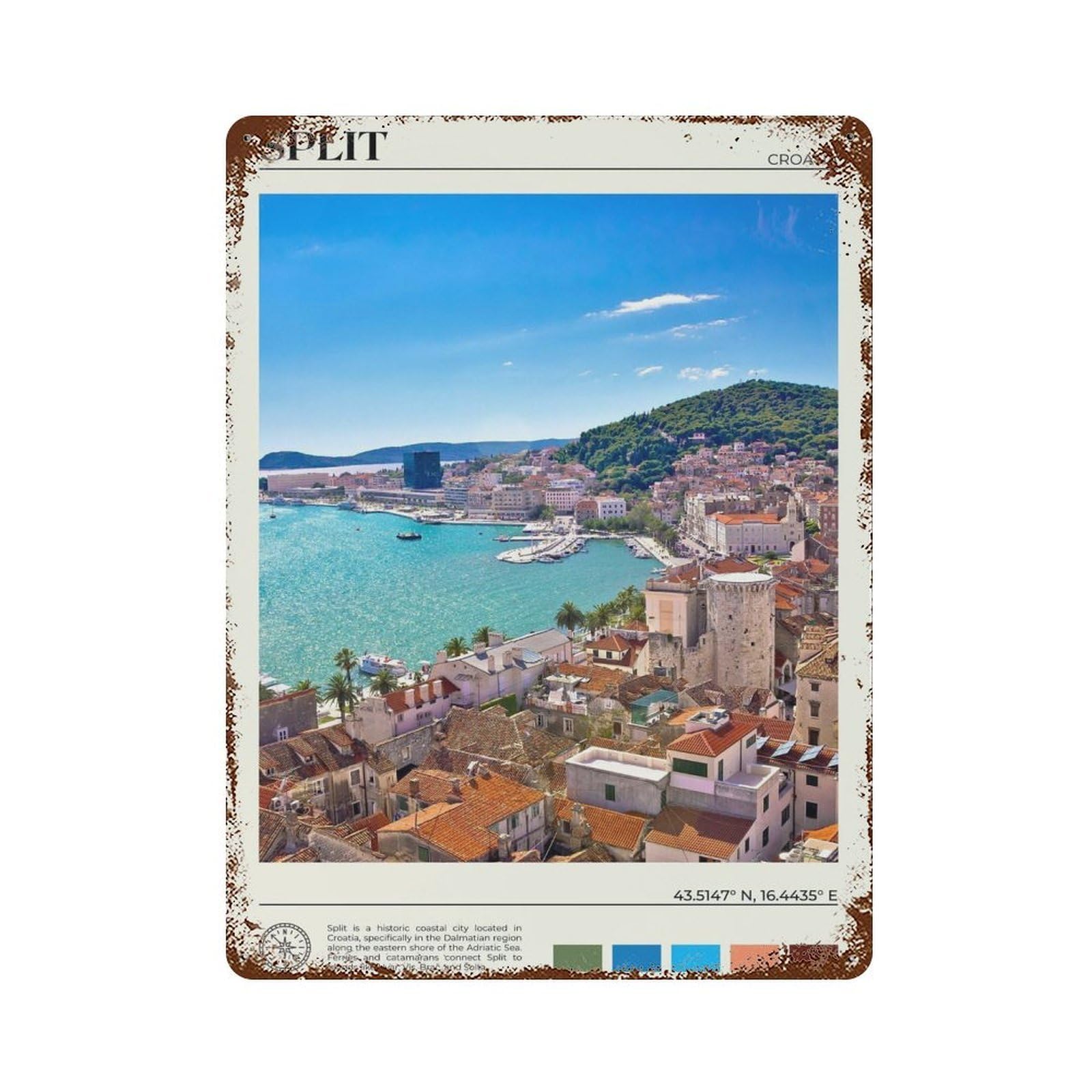 xiaoxiaoshen Real Photo Split Decor Croatia Wall Decor Art Metal Tin Poster Modern Home Decor Art Home Bar Shop Decorations Vintage Sign 40x30cm