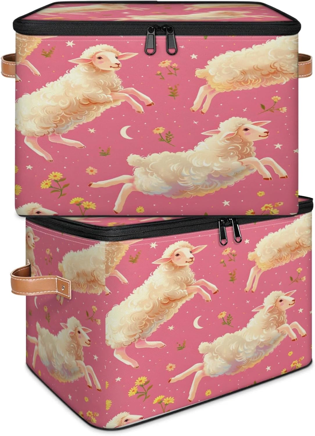 2-Pack Storage bins with lids - 26 quart organizer bins - Collapsible fabric storage bins with sturdy handles and double zipper tops - Versatile for home, toys, dorm rooms