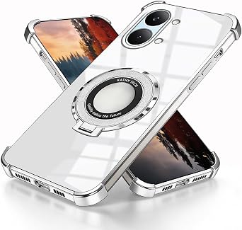 Compatible with Xiaomi Poco X8 Pro Max Case Clear with Stand 360Magnetic,Phone Case for Poco X8 Pro Max with Ring Kickstand Silicone Slim Transparent Protective Cover White