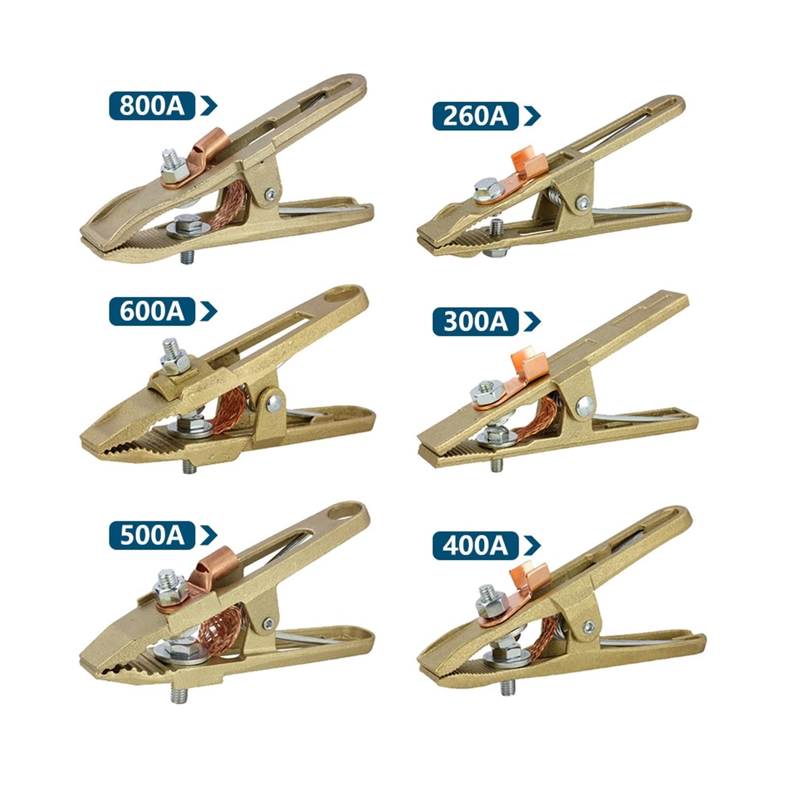 Pinza massa per saldatrice 260A 300A 400A 500A 600A 800A Ottone A Forma di Terra Saldatura Morsetto di Terra Macchina Saldatore Elettrodo Clip di Supporto(600A 1PCS)
