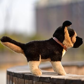 Realistic German Shepherd Plush Toy, Soft Stuffed Dog Puppy, Cute Wolf Dog, Plush Fabric, for Kids & Dog Lovers