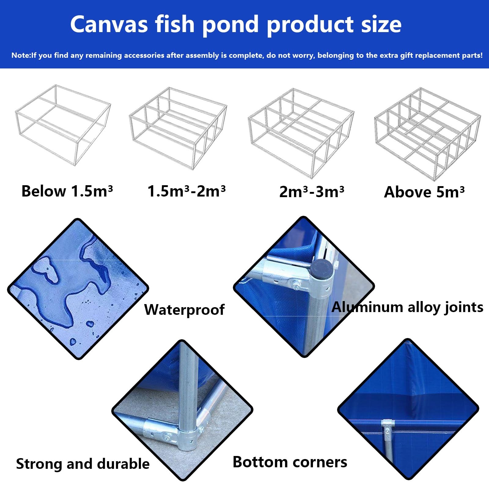 Estanque Grande para Piscina de Acuario, Estanque de Peces de Lona de PVC, Tanque de Almacenamiento de Agua Plegable,con Soporte de Metal para una fácil instalación, para Cría De Koi Agrícola