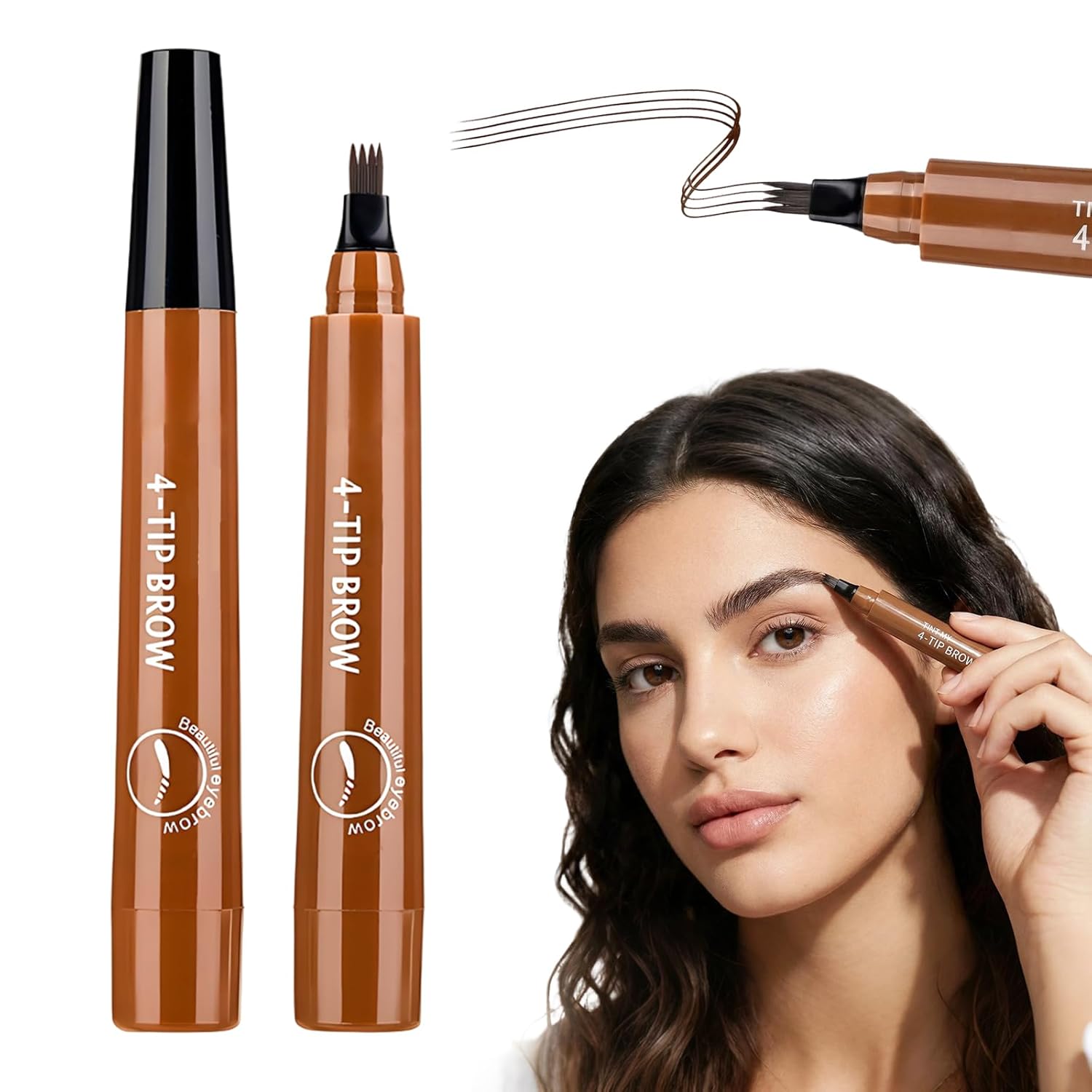 2 Pcs Microblading Eyebrow Pencils for Women,2026 Upgraded Waterproof 3D Fine Tip Eyebrow Pen with Natural Hair Stroke Effect, Long Lasting Brow Pencil Makeup Tool (Light Brown)
