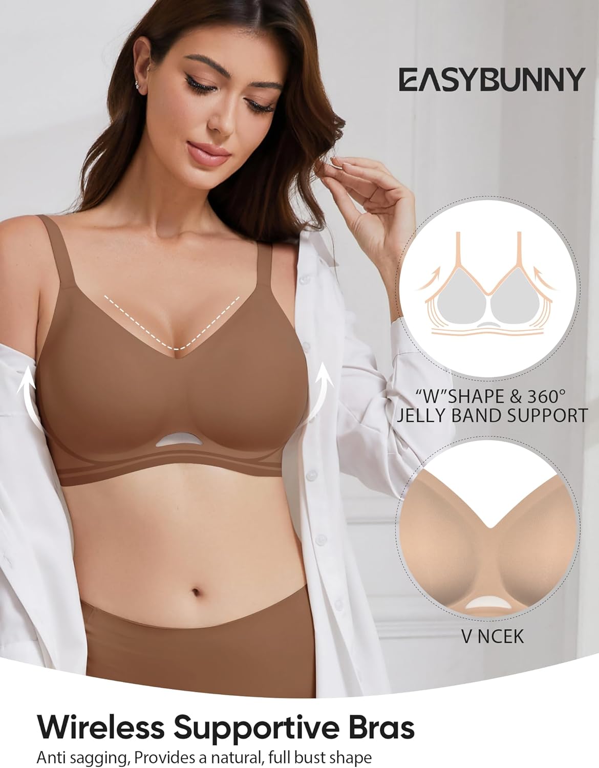 Gel Bras for Women Comfortable No Underwire Seamless Jelly T-Shirt Bra with Soft Support Everyday Full Coverage Bra - Image 3