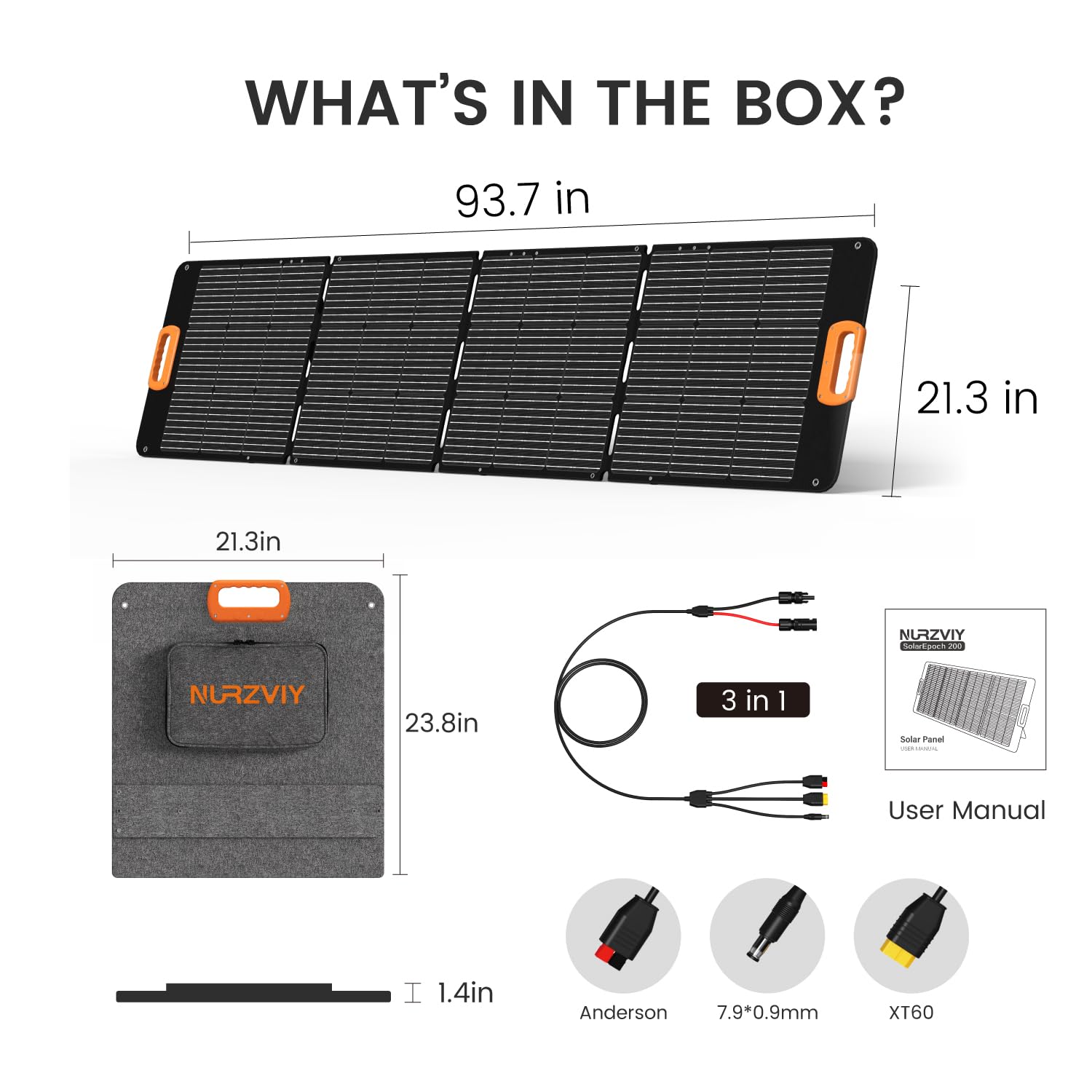 SolarEpoch Przenośny panel słoneczny 200 W do elektrowni Discover 600/1000/1500/2000, wodoodporna składana ładowarka solarna do kampera, na kemping, poza siecią