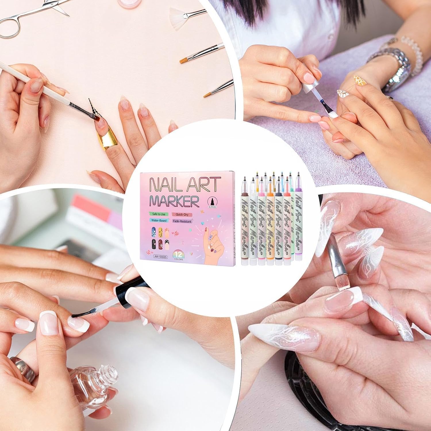 Nail Markers for Girls | 12-Colors Painting Tools | 0.7mm Nail Drawing Pen,for Beauty & Personal Care Home Salon Drawing Point Dotting Acrylic Girls Sculpting